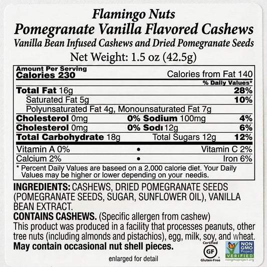 Flamingo Nuts- Pomegranate Vanilla Flavoured Cashews