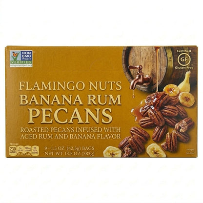 Flamingo Nuts Banana Rum Pecans – Roasted Pecan Snack Mix