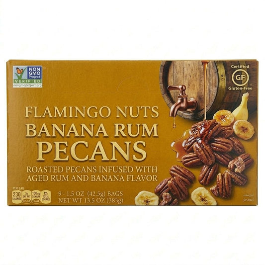Flamingo Nuts Banana Rum Pecans – Roasted Pecan Snack Mix