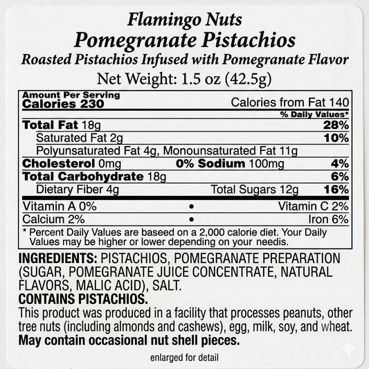 Flamingo Nuts Pomegranate Flavored Pistachios – Roasted Pistachio Snack Mix