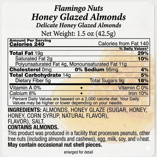 Flamingo Nuts Honey Almonds – Delicately Honey Glazed Almond Snack Mix