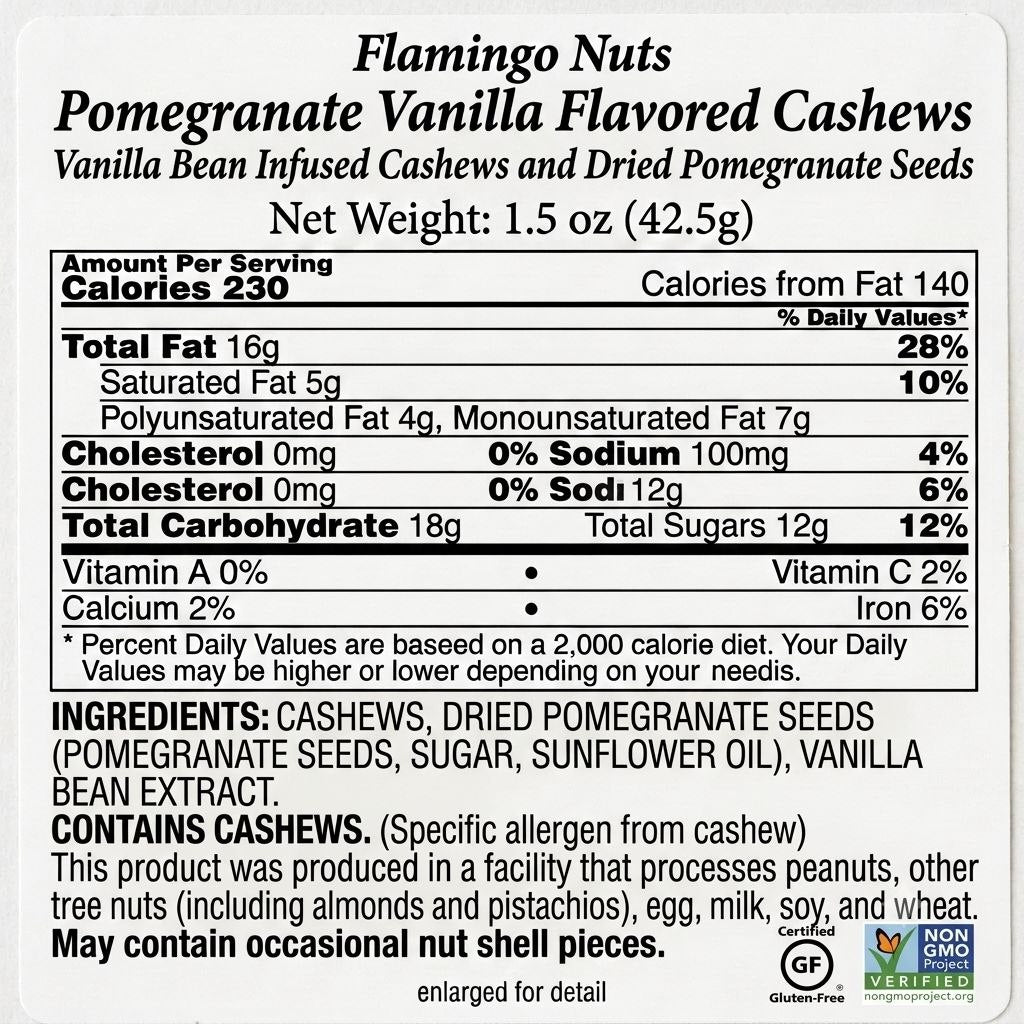 Flamingo Nuts- Pomegranate Vanilla Flavoured Cashews